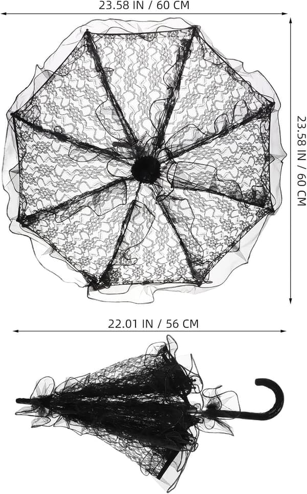 Svart spets parasoll paraply 60cm Litet lätt bröllopsbrudtärneparaply