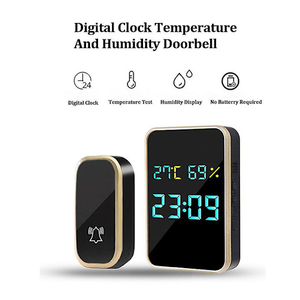 Smart Time Fugtighed Temperatur Dørklokke Vandafvisende Trådløs