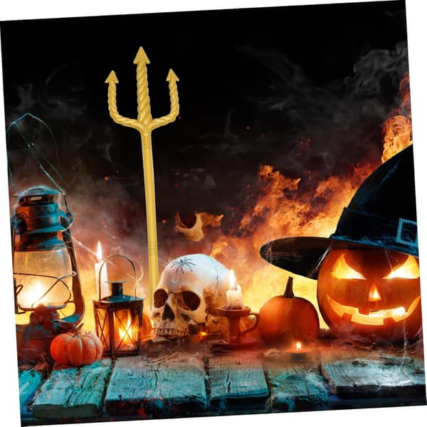 Halloween Devil Trident Tool Cosplay Prop Fake Pitch Fork for Party Demon Décor