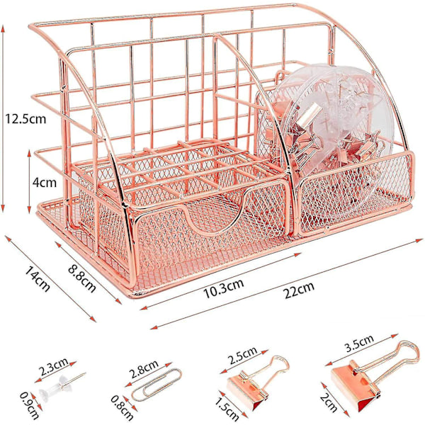Rosaguld Skrivebordsarrangør Skuffe Metal Desktop Organizer