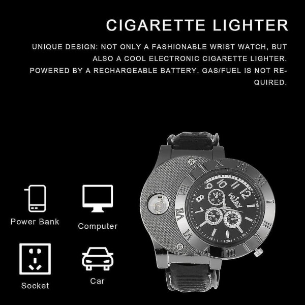 Miljølighter Quartz Watch USB genopladelig lighter
