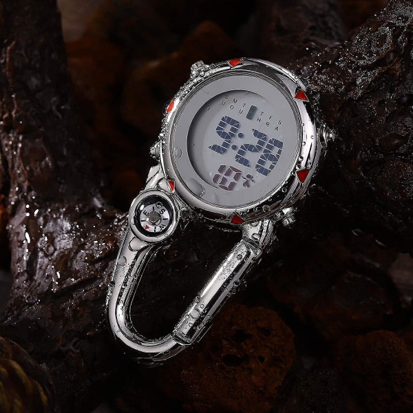 Clip On Carabiner Watch Utendørs lomme med datoklokke Lommeklokke Clip Watch Luminous Digital Watch