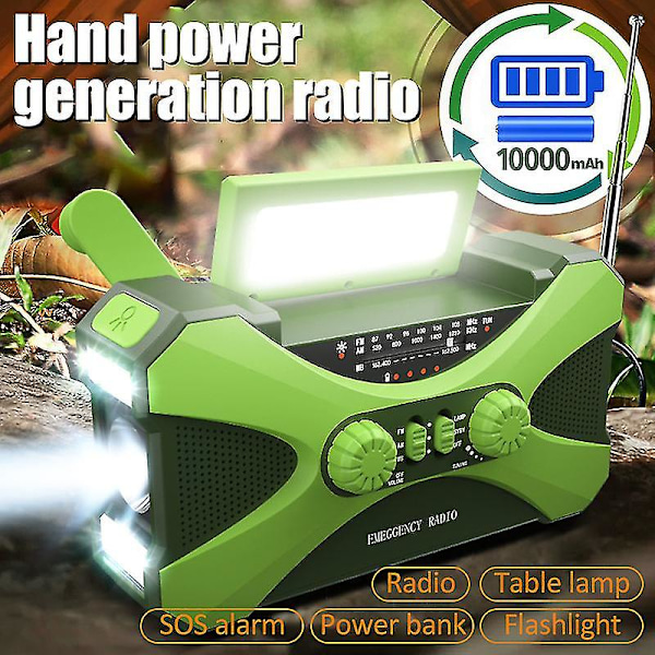 Multifunktionell Uppgraderad Nödradio Fm Am Handvev Ficklampa Solcellslampa Usb Laddningsbar Powerk Väderradio orange