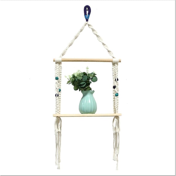 Handgjord Vävd Macrame Väggbonad Hyllplan Boho Väggdekoration