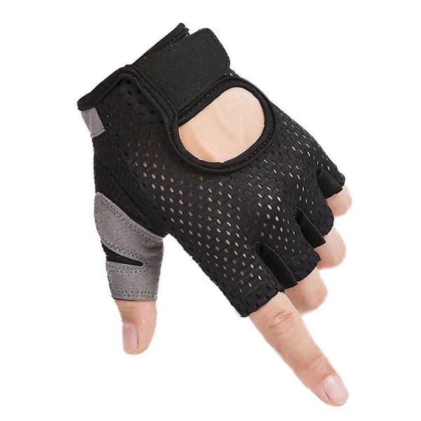 Fitness Handsker Semi - til Mænd og Kvinder Anti -skridsikre for at Forhindre Håndflade-Rynker Åndbar Mesh Black L