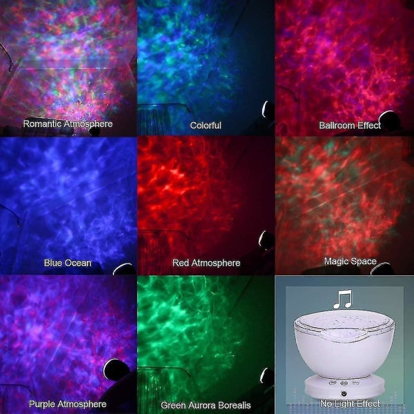 Ocean Wave Projektor 12 LED Fjernbetjening Natlampe