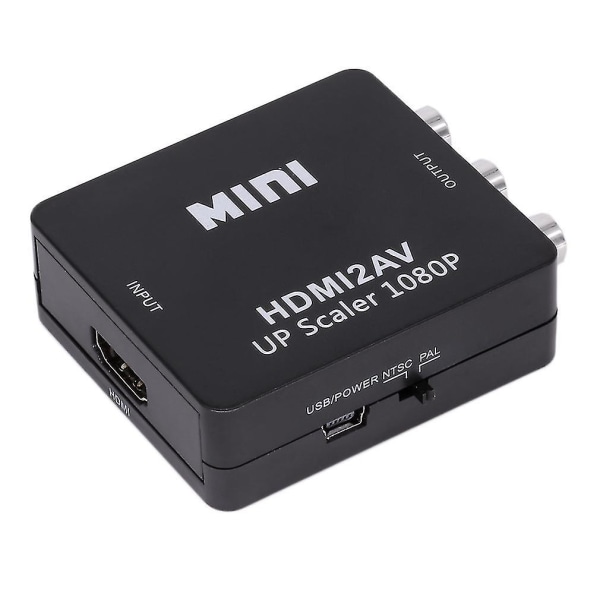 Musta Mini HDMI - RCA AV CVBS 1080p -sovitinmuunnin