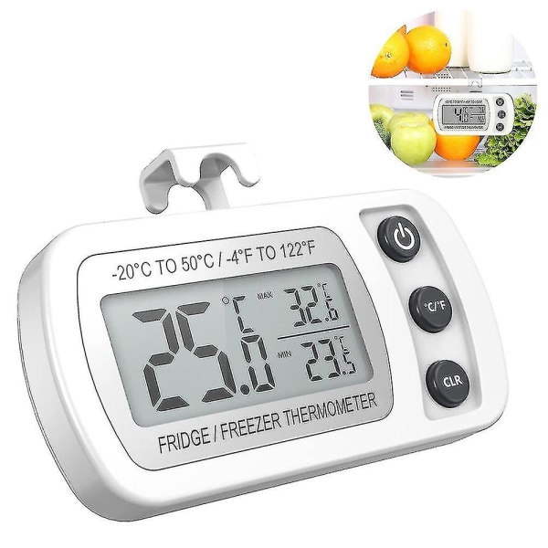 Digital fryser Kjøleskap termometer med krok LCD-skjerm Hvit f6e8 | Fyndiq