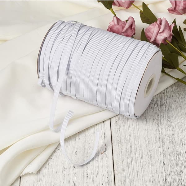 180m rull hvit polyester elastisk klesbånd for sying, 5mm flatt stretchbånd