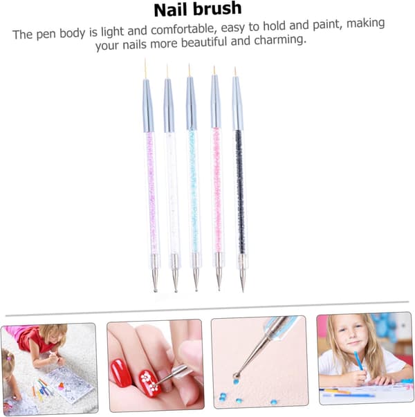 5 st nagelkonstborste liner dotting penna professionella nagelmålningsverktyg resevänlig påfyllningsbar lätt design