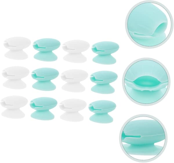12 stk. silikone læbebørstehætter og mintgrønne anti-tabte makeupbørstebeskyttere til læberejser og opbevaring