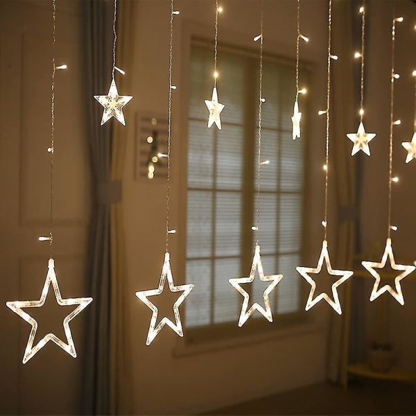 Gardiner Lys 2m Feelysslynge 12 Stjerner 138stk LED 8 Moduser