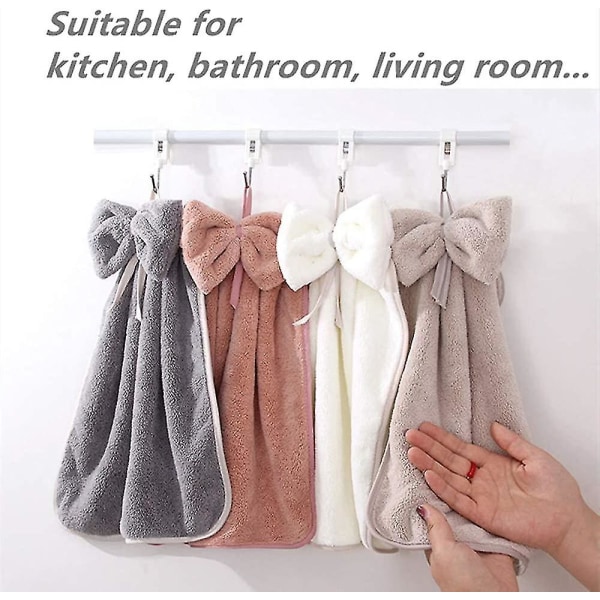 5 håndklær med hengende løkker til bad og kjøkken