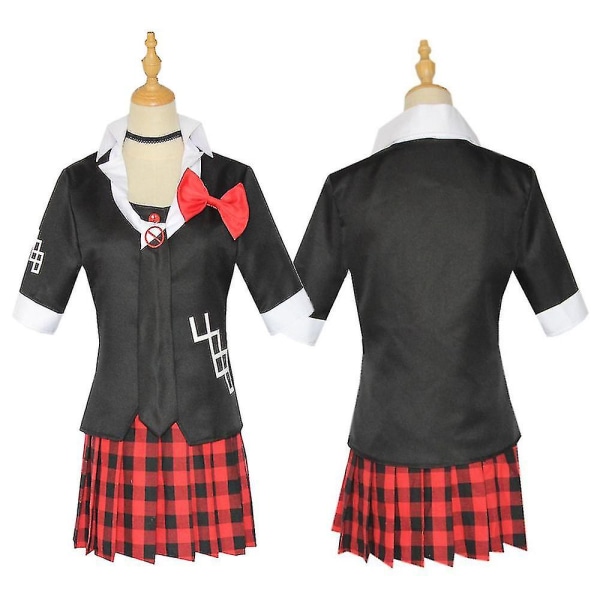 Danganronpa Enoshima kostumesæt Uniform Jakke+skjorte+slips+nederdel+sløjfe+halsbånd Outfitsæt L