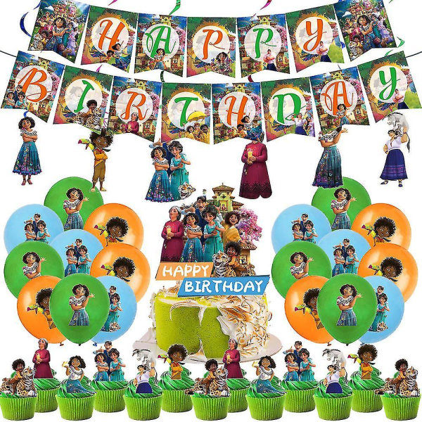 64 stk Encanto Mirabel fødselsdagsfest dekorationer balloner sæt