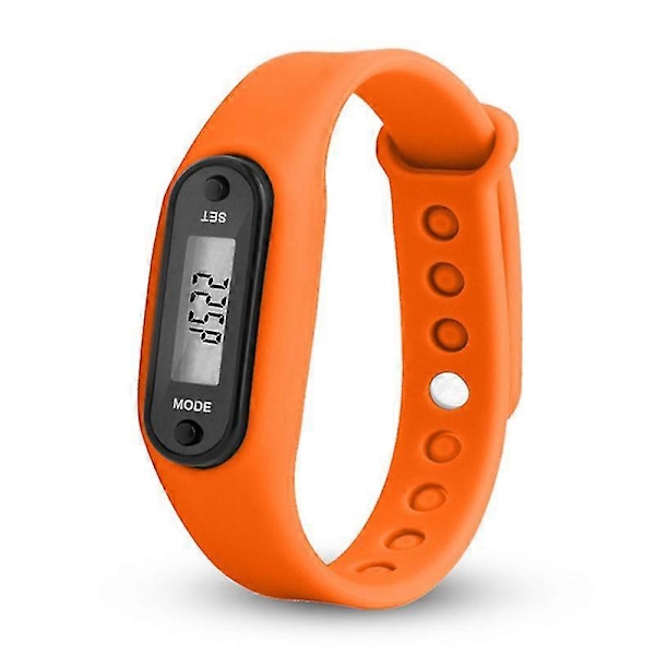 Fitness Tracker LCD Digital Skridttæller Gåture Kalorie Tæller Armbåndsur Orange