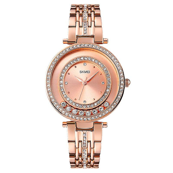 Naisten Kiertävä Timantti Kellon Taulu Vedenkestävä Kellon Trendikäs Uusi Teräs Vyö Quartz Kellon Rose gold