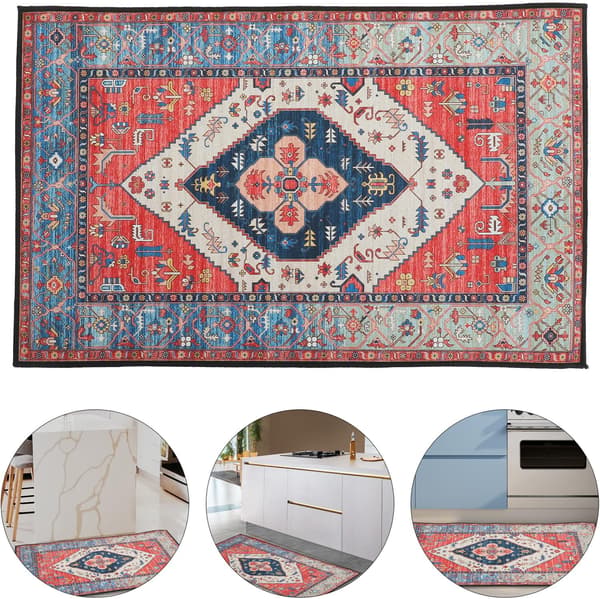 Boho Tæppe Bohemian Stil Tæppe 50x80cm Polyester Vaskbart Smidigt Bohemian Mønster Gulvmåtte
