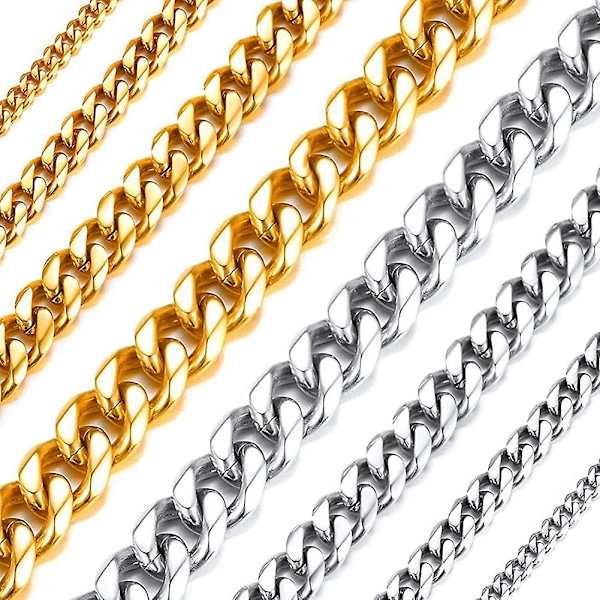 Miesten ja naisten Curb Chain -kaulakoru Klassinen kuubalainen kaulakoru 3 mm/6 mm/9 mm/12 mm