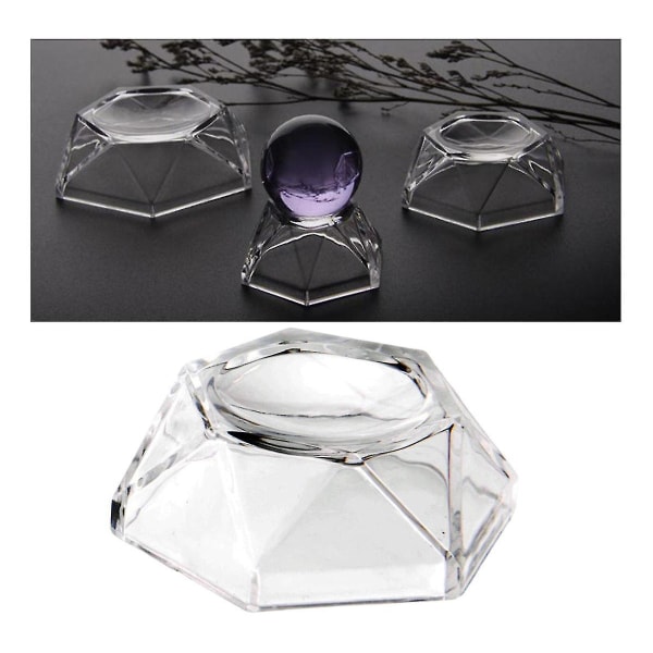 Akryl Transparent Krystallkule Base Feng Shui Ball Ornament Holder Glass Ny Hylle Display Stativ Hylle Ornament (3 stk)