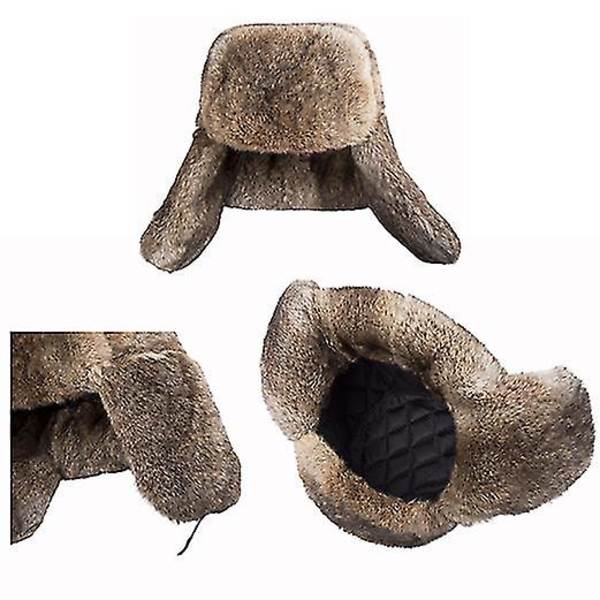 Lämmin Trapper-hattu Tekoturkista Talvi Bomber-hatut Lentäjähatut Ushanka-hattu gray