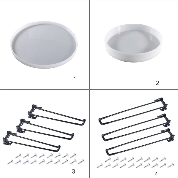 3 Bordben Og Skrue Resin Form Sæt Rund Bakke Epoxy Støbning Form Til DIY