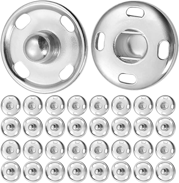 120 st metalltryckknappar för sömnad, påsydda tryckfästen 12 mm silver, tryckknappar