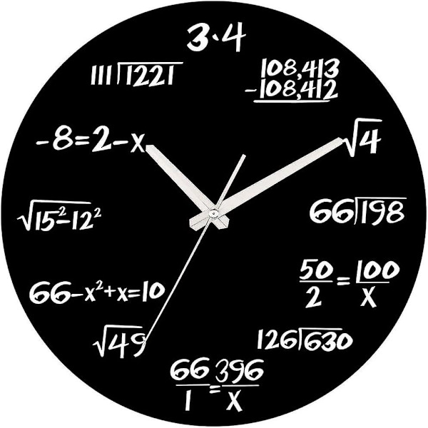 Modern Kreativ Siffer Trä Väggklocka, Svart Matematik Väggklocka