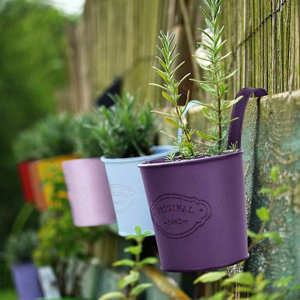 12 stk små hengende fargerike blomsterpotter med avtakbar krok