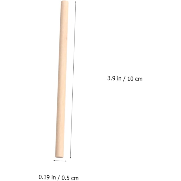 DIY Håndværkstilbehør 100 stk Runde Træstænger 10 mm Diameter til Træbearbejdning Modelbygning Dekorative Projekter
