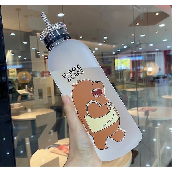 1000ml Plastic Bottle Cartoon Frosted Leak Proof Cup