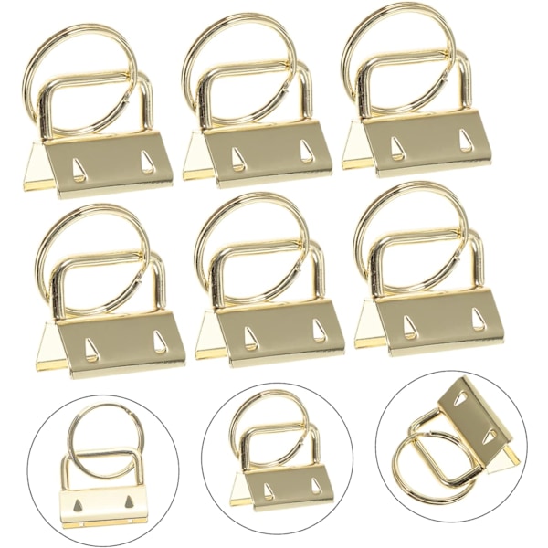 50 stk. DIY Metal Nøglering Nøglevedhæng Hardware Nøglering til Bagage Håndledsrem Stof Præget 25mm Guld