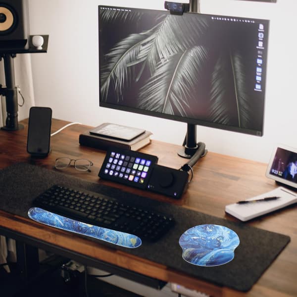Ergonomisk musematte for bærbar PC med håndleddsstøtte, komfortabelt gummi- og bomullsmateriale