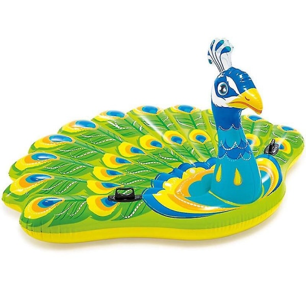 Jätteuppblåsbar Påfågel Badring Pool Float Ride-on Badring Vuxna Barn Vatten Semester Fest Leksaker Piscina