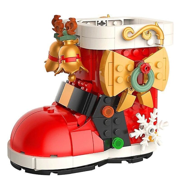 Moc Creative Christmas Snow Boots Byggeklodser Xmas Ornament Penalhus Pen Container Kids Legetøj