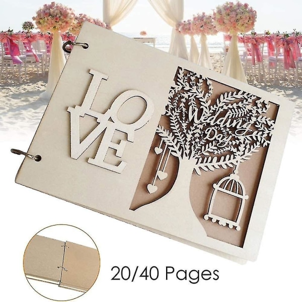 Rustikt Trähäfte för Bröllop, Förlovning, Scrapbooking (shikai)-yuhao