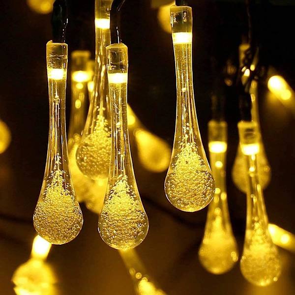 Solcellsdrivna Vattendroppestränglampor 30led 8 Lägen Teardroplampor