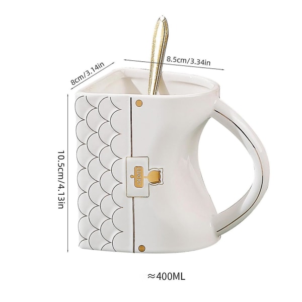 Kaffe- och tekopp i keramik, handväskeformad, för resor
