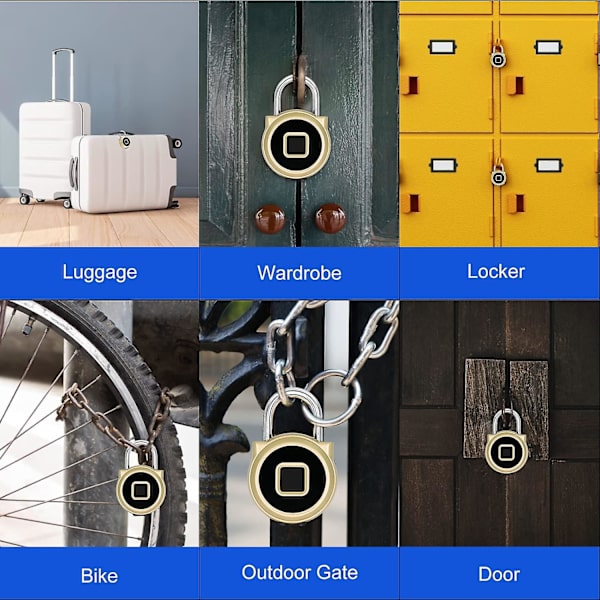 Smart Fingerprintslåse, Bluetooth Lås, Smart Nøgleløs Sikkerhedslås, Vandafvisende
