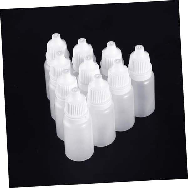 10-pack 10 ml barnskyddade flaskor med klämbar droppare för vätskeförvaring