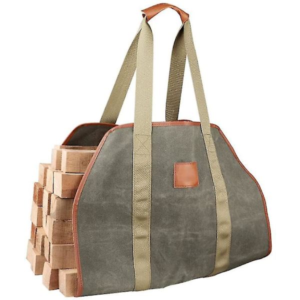 Vedkorg Stor Canvas Bärväska Eldstad Vedkorg Vedkorg Bärväska Vaxad Canvas Tote Hållare
