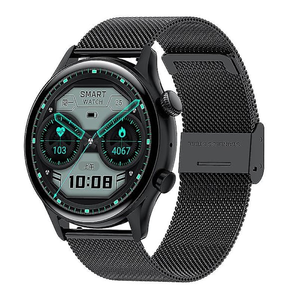 Bluetooth-puhelukello Sydämen syke Verenpaine Veren happipitoisuus NFC Offline-maksu Black three beads black glue