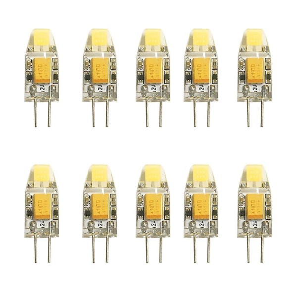 10pcs 1.5w Led Cob Bi-pin Light Bulb 300lm G4 Warm White