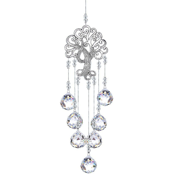 Krystal Regnbue Solfanger, Glas Træ Liv Solfanger Til Vindue, Hængende Glaskugle Prisma Charm 1stk-transparent