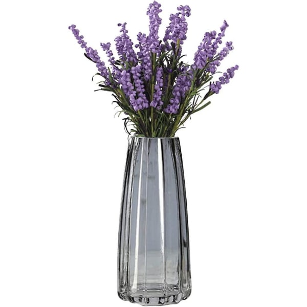 Blomstervaser, moderne til hjemmedekorasjon, 22 cm dekorativ vase i klart glass - til hjemmet, skrivebord, bord, hyll