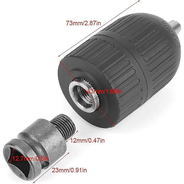 Borrchuck - 2-13mm Nyckelös Borrchuck 1/2 tum-20unf Med 1/2 tum Chuckadapter För Slagnyckel
