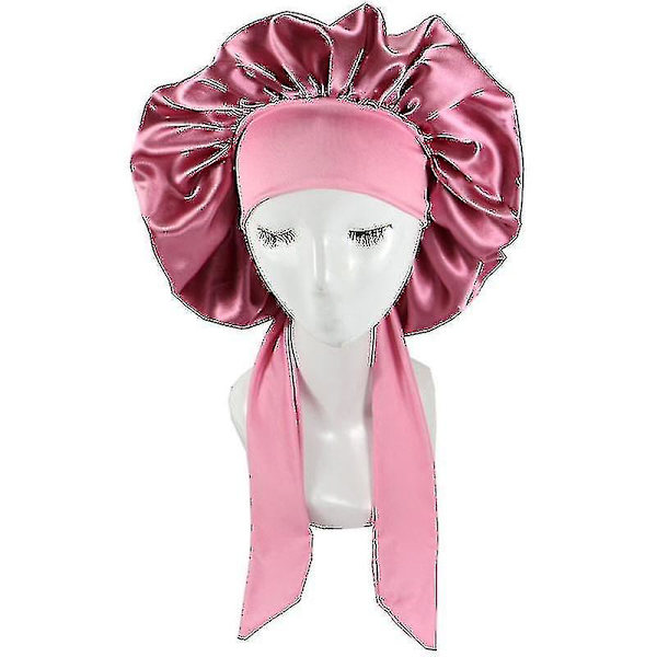 Siden Bonnet Satin Bonnet För Sovning Bonnet Med Band Nattmössa