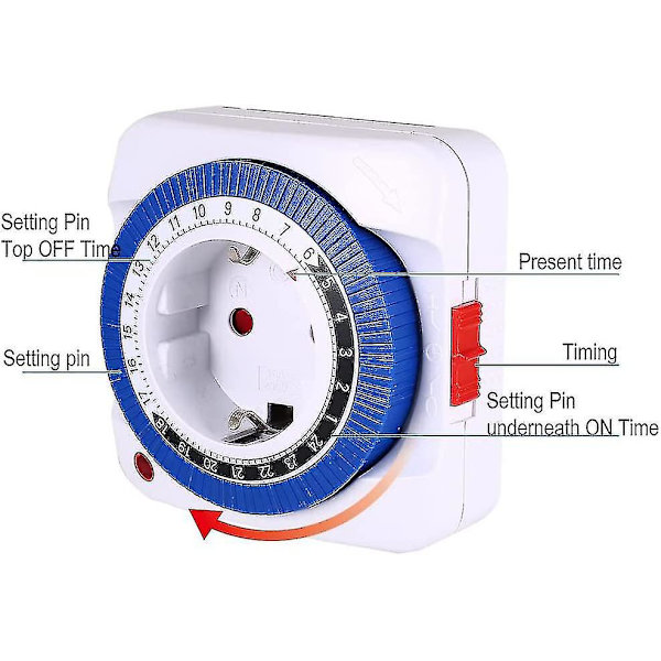 2 stk. Timer Stikkontakt, 24 Timer Mini Elektrisk Stikkontakt Timer, Indendørs Timer Stikkontakt