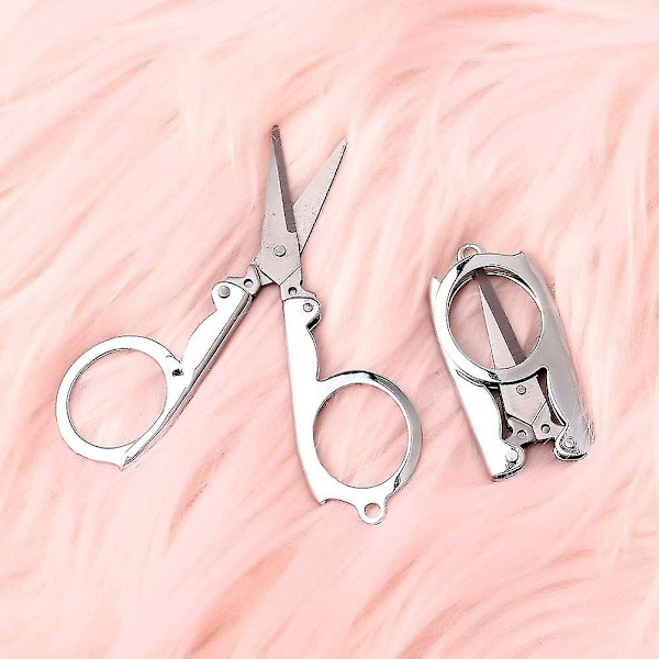 Fällbara saxar i rostfritt stål, 4 tum/10 cm Mini små pappers saxar Bärbara hopfällbara rese saxar Metallsaxar för pappershantverk, sömnad 4 st