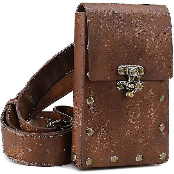 Steampunk Crossbody Axelväska Messenger Gotisk Midjeväska Kedja Drop Ben Hip Holster Bälte
